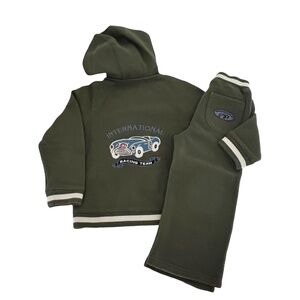Janie and Jack Olive Green Racing Team Hoodie & Pants Set